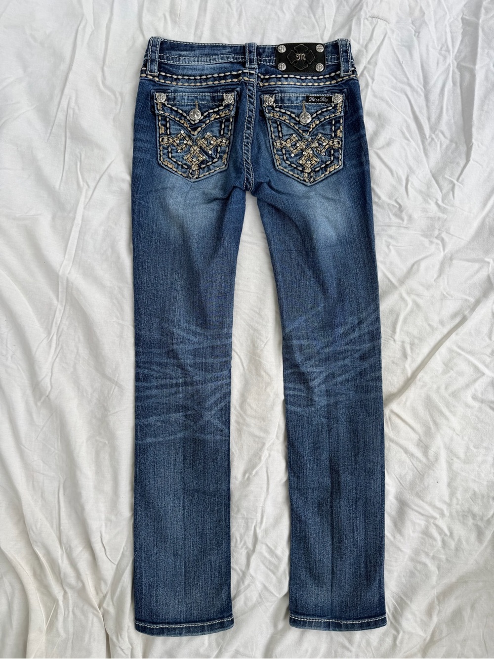 Miss Me Girls Blue Skinny Jeans with Embellished Back Pockets